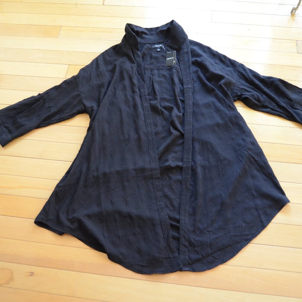 Torrid Women's Black Embroidered Eyelet Oversized Shirt Kimono Size 2 2X 18-20